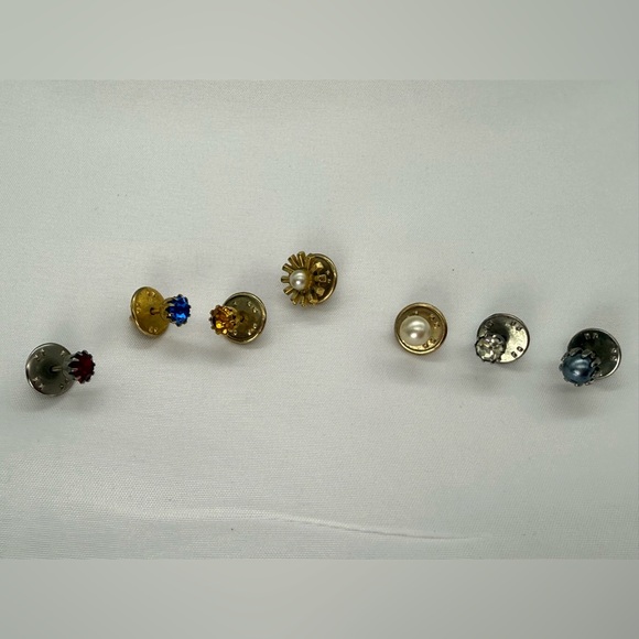 Men’s Vintage Tie Tack & Tie Pin Set – 7-Piece Multicolor Lot Gift Collection - Picture 2 of 5